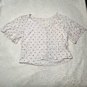 Japna Polka Dot Button-Up Women's Crop Top